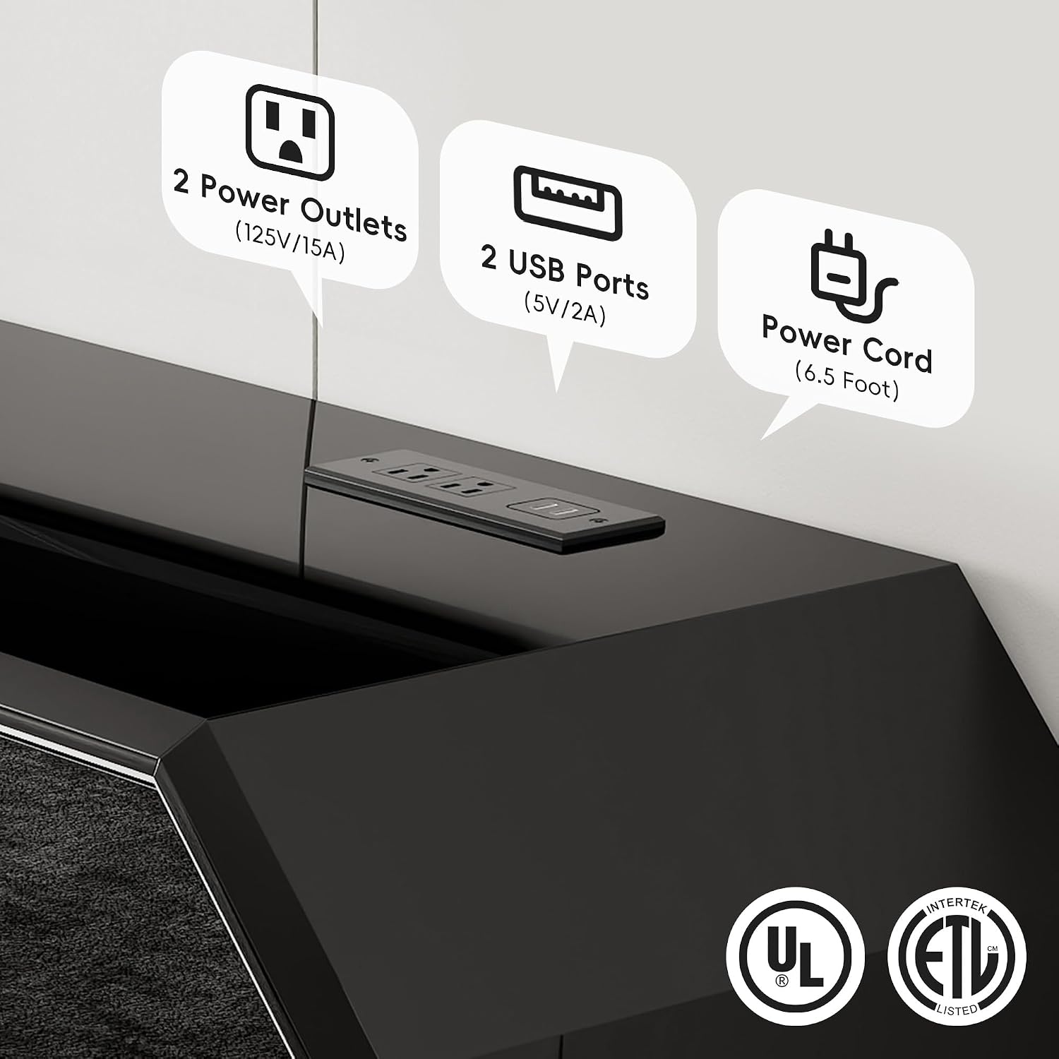 Gloss Floating TV Stand With Charging Station