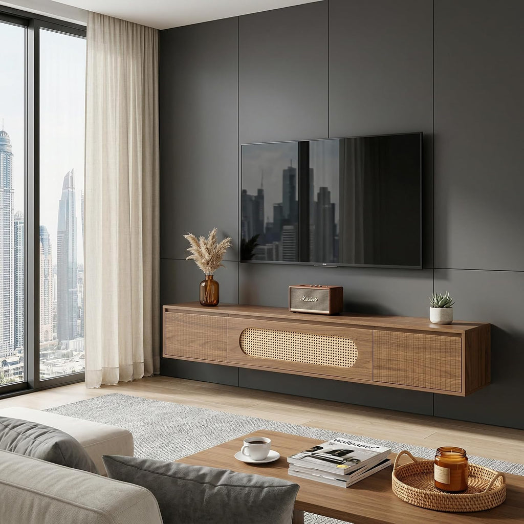 Fluted Floating Wall TV Stand