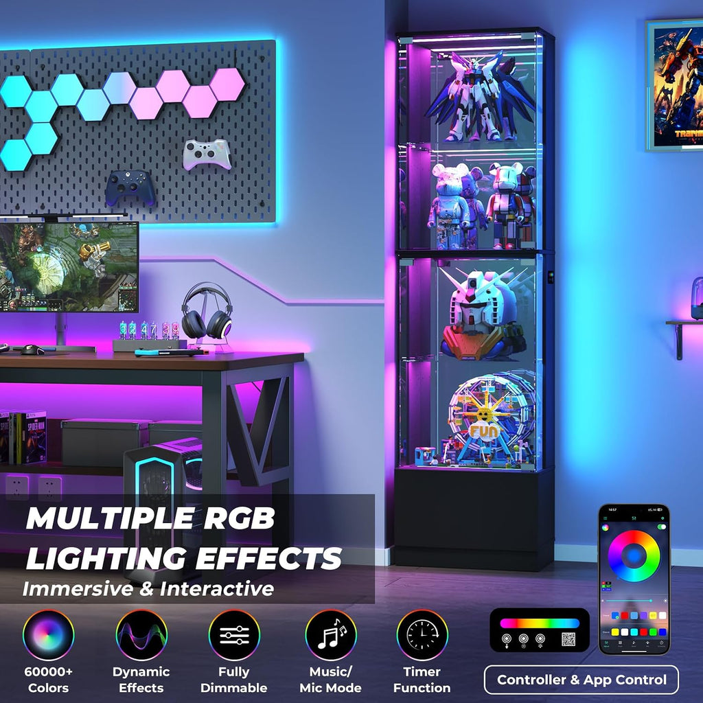 Black RGB Corner Display Cabinet