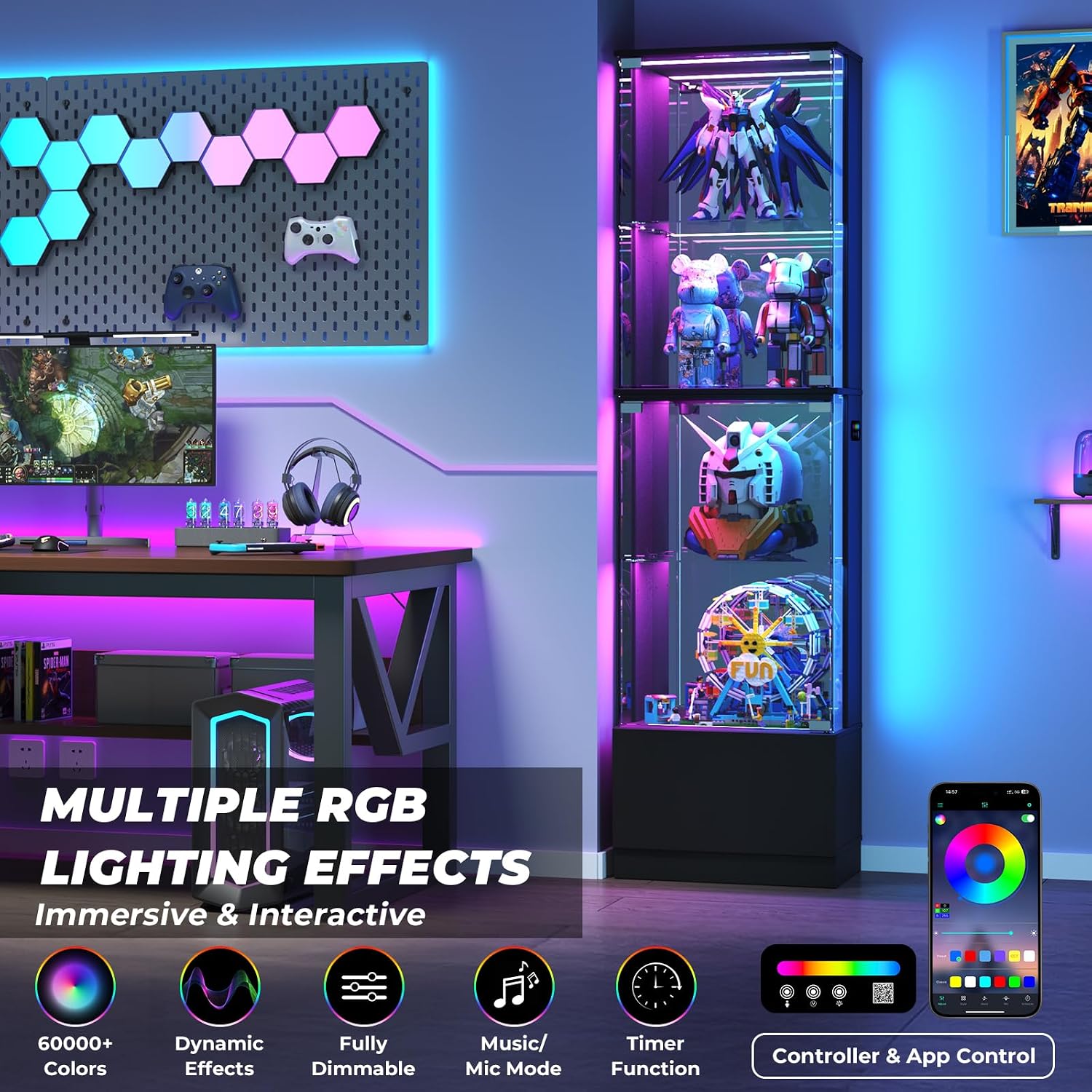 Black RGB Corner Display Cabinet