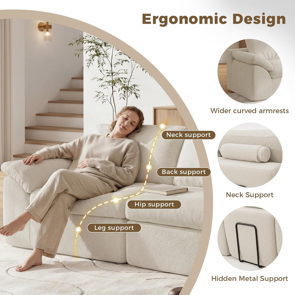 Beige Boucle Cloud L-Shaped Sofa