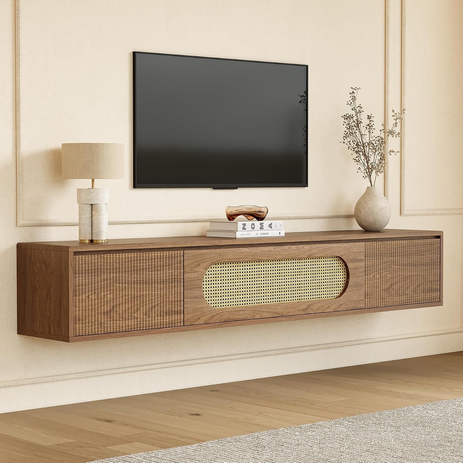 Fluted Floating Wall TV Stand