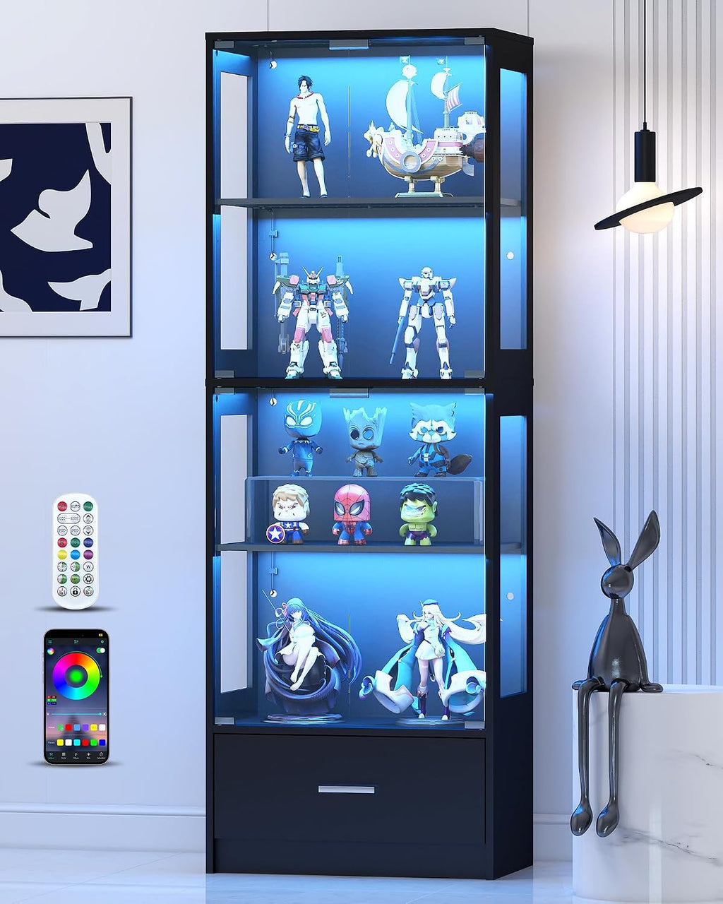Black RGB Glass Display Cabinet