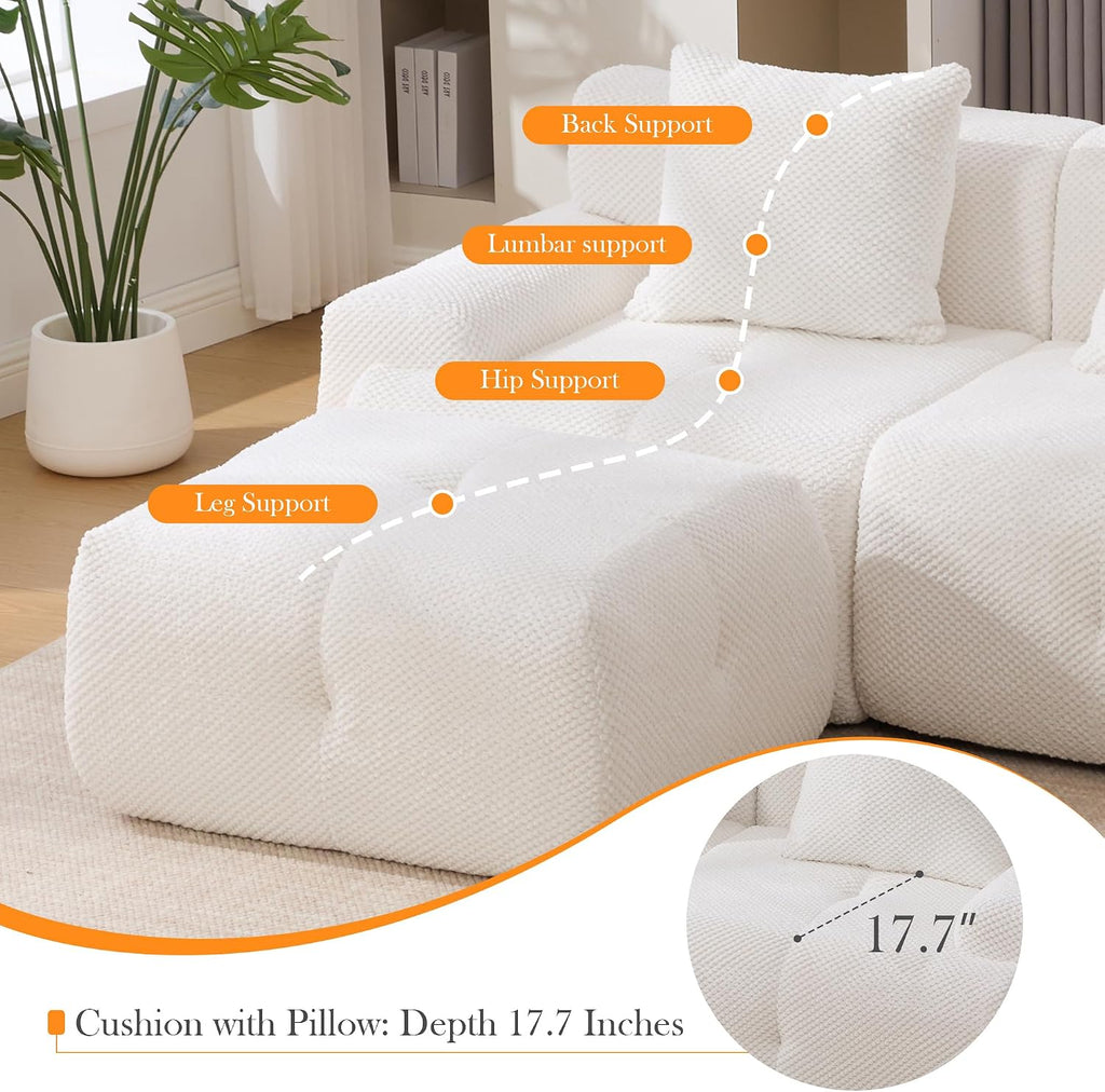 Ivory L-Shaped Cloud Sectional Sofa