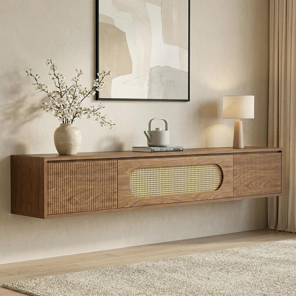 Fluted Floating Wall TV Stand