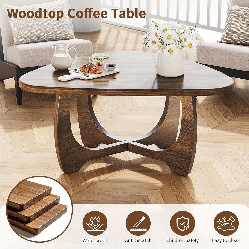 Walnut Oval Modern Coffee Table