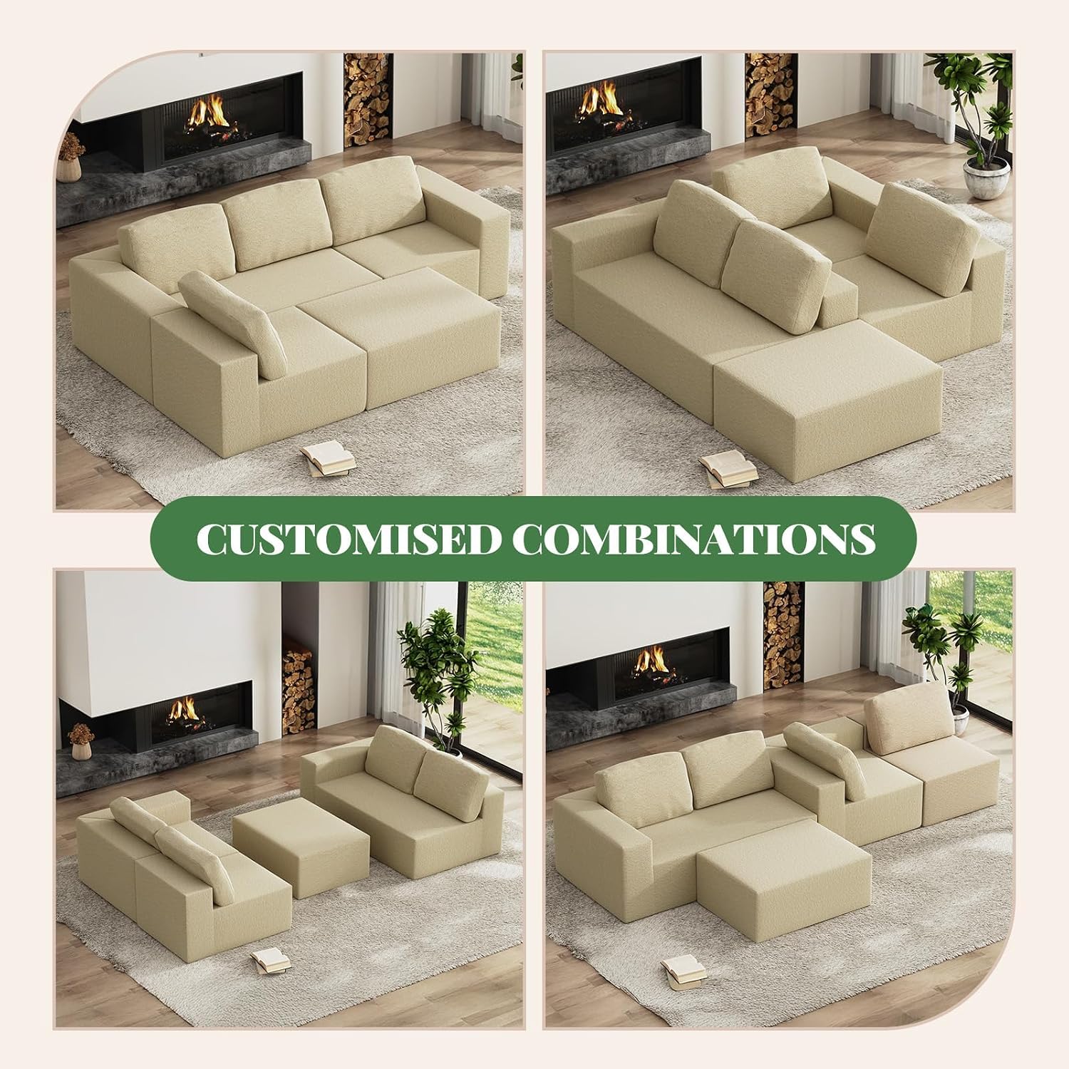 Beige Teddy Boucle Cloud Sectional