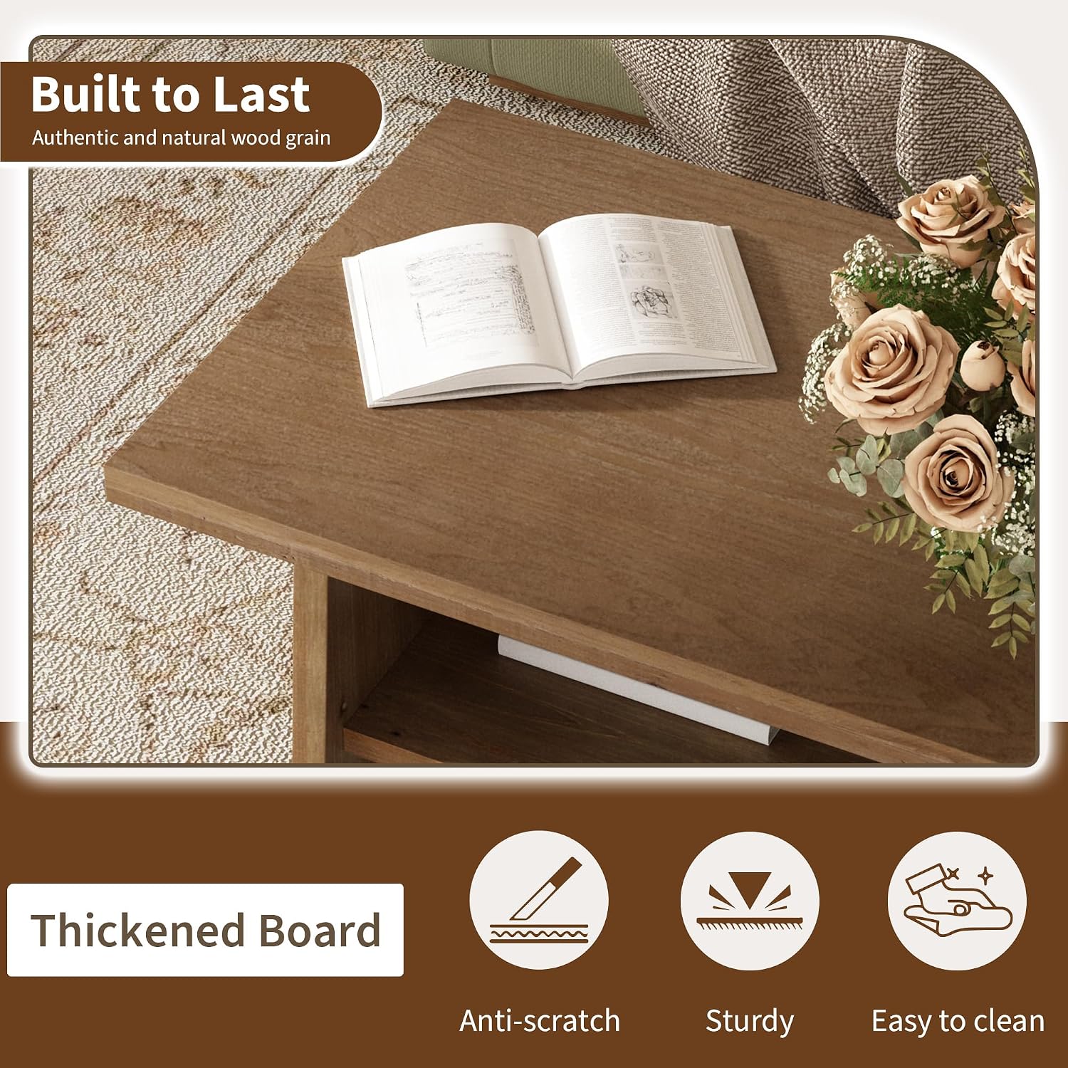 Natural Farmhouse Storage Coffee Table
