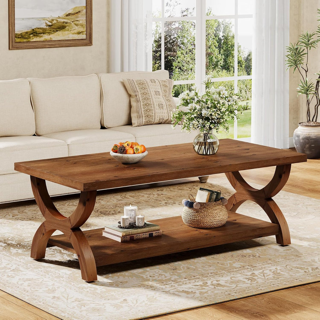 Wood Rectangle Storage Coffee Table