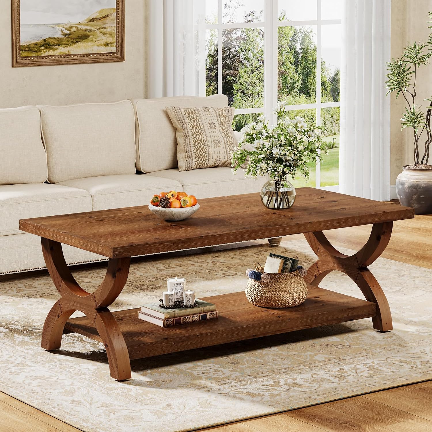 Wood Rectangle Storage Coffee Table