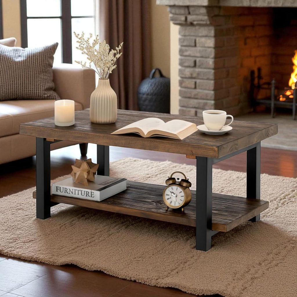 Rustic Wood Storage Coffee Table