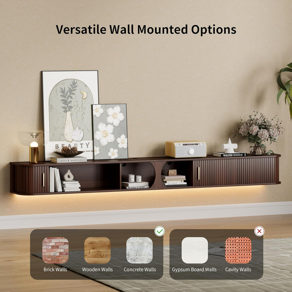 Walnut RGB Fluted Floating TV Stand