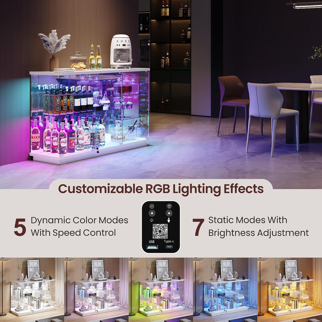 White RGB Sensor Lock Display Cabinet