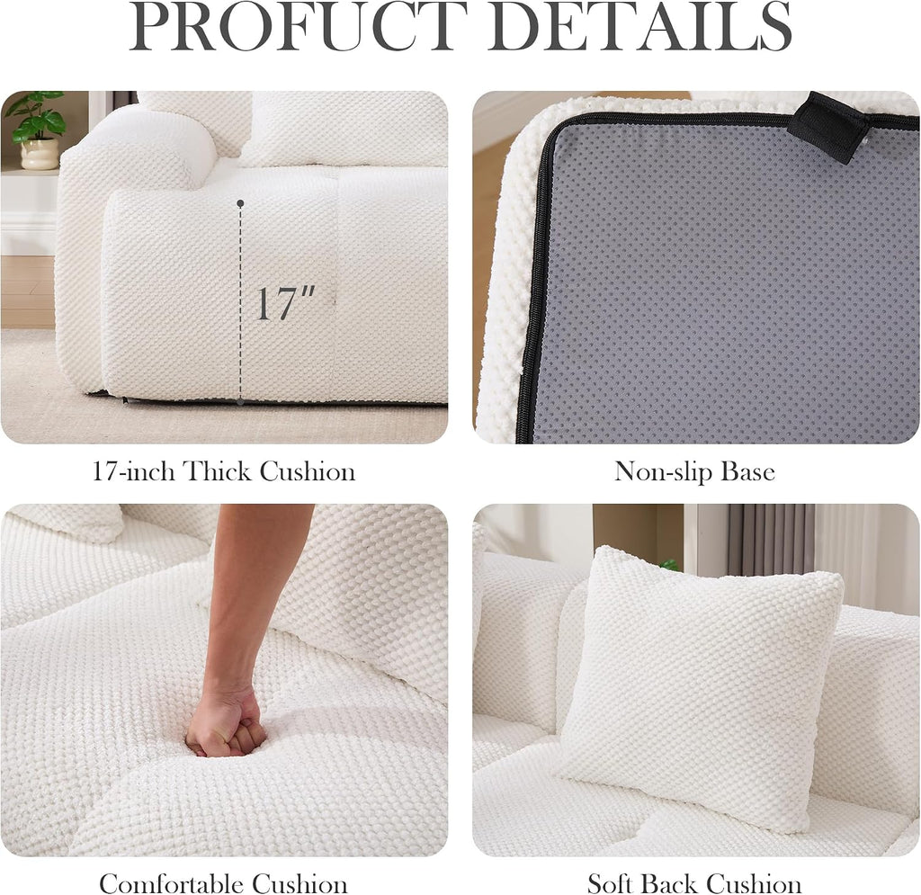 Ivory L-Shaped Cloud Sectional Sofa