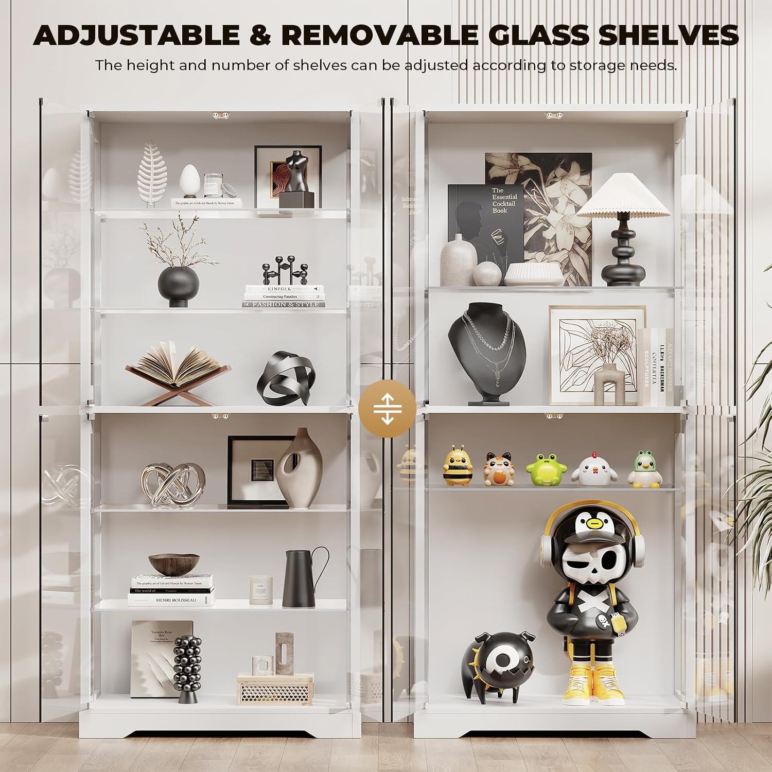 White Sensor Light Glass Cabinet