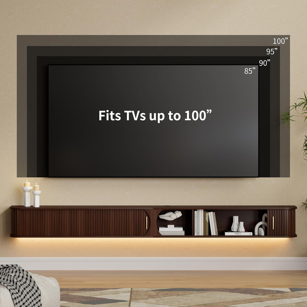 Walnut RGB Fluted Floating TV Stand