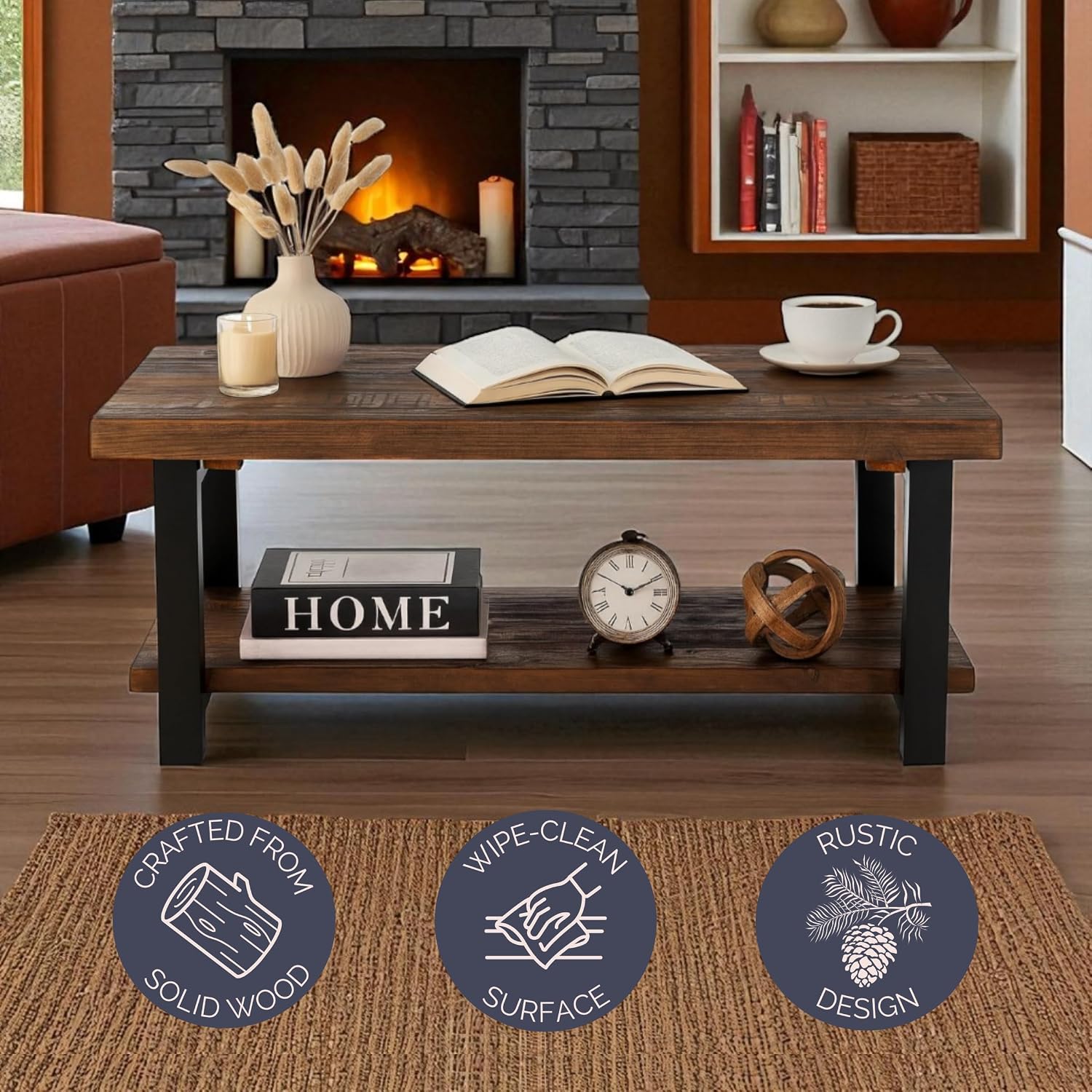 Rustic Wood Storage Coffee Table