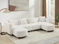 White U-Shaped Boucle Cloud Sofa