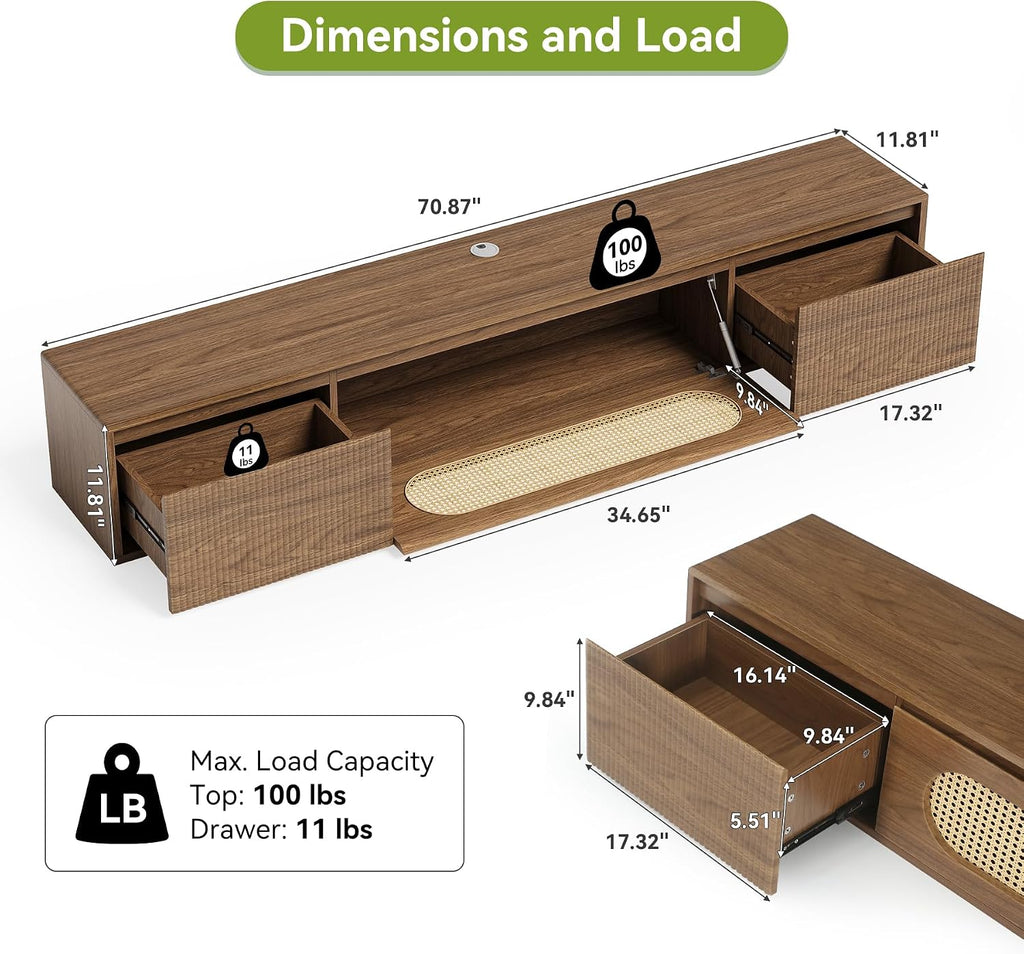 Fluted Floating Wall TV Stand