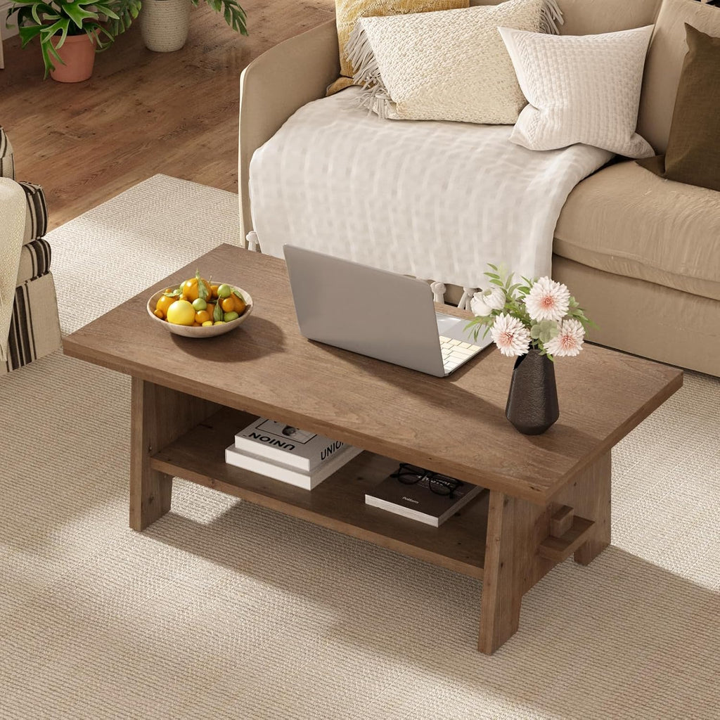 Natural Farmhouse Storage Coffee Table