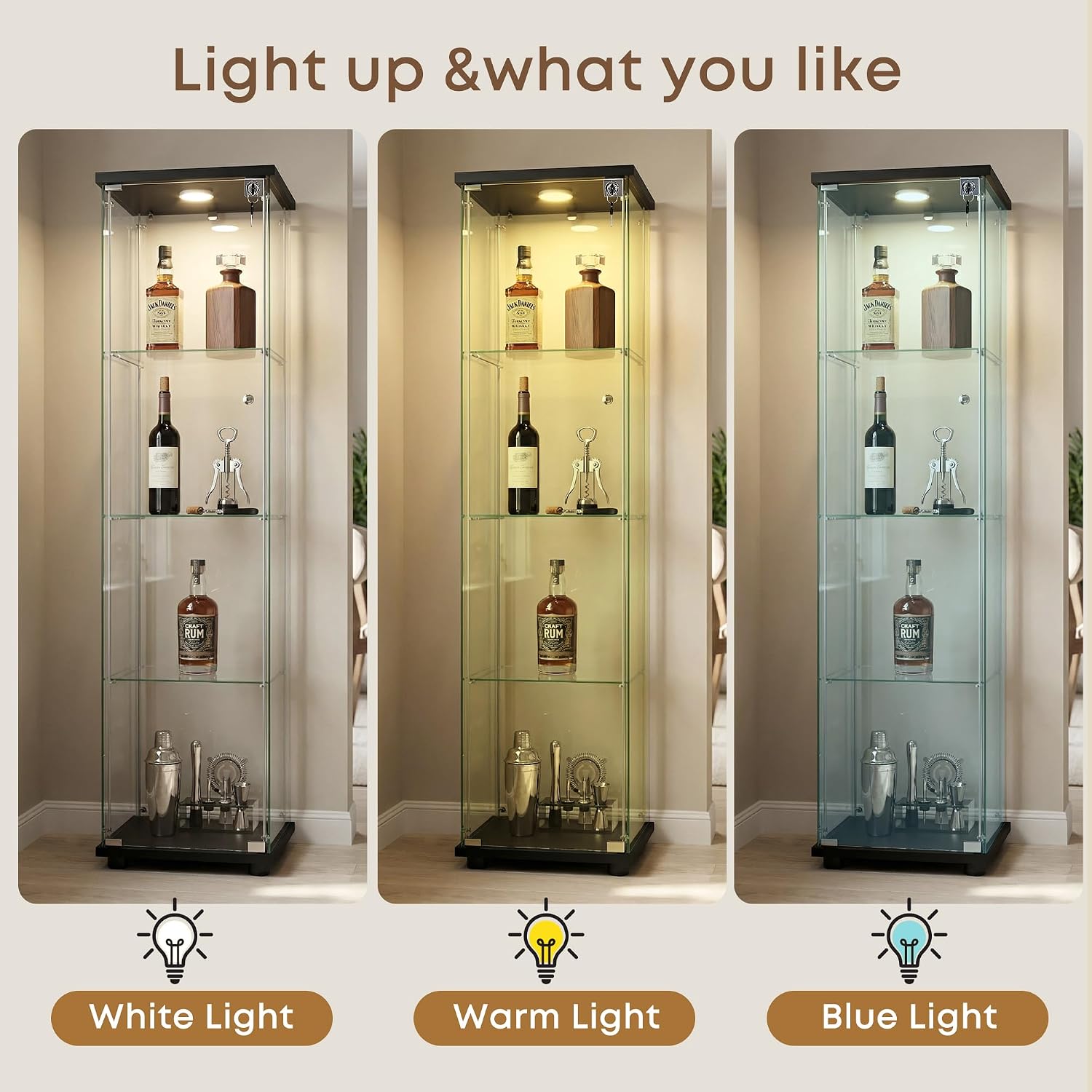 Black LED Glass Curio Cabinet