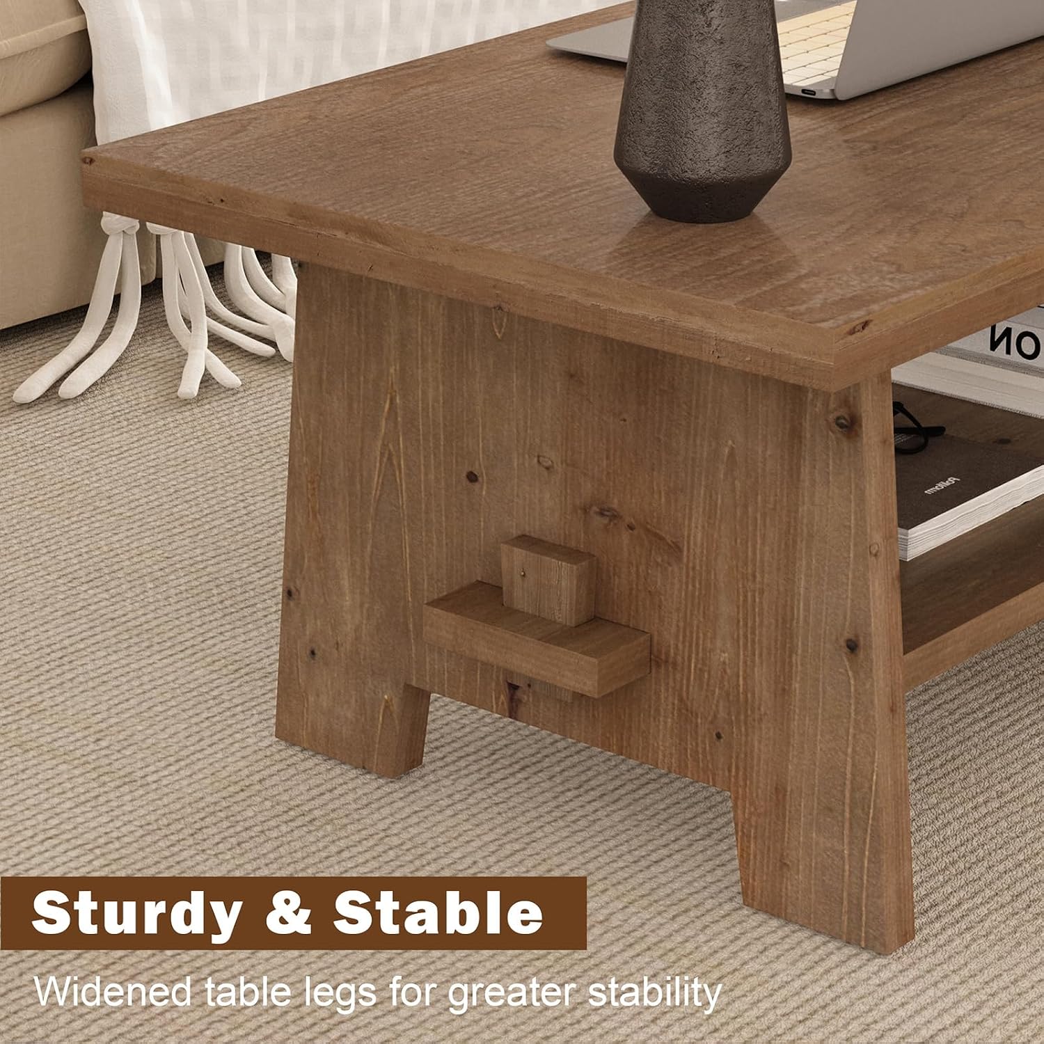 Natural Farmhouse Storage Coffee Table