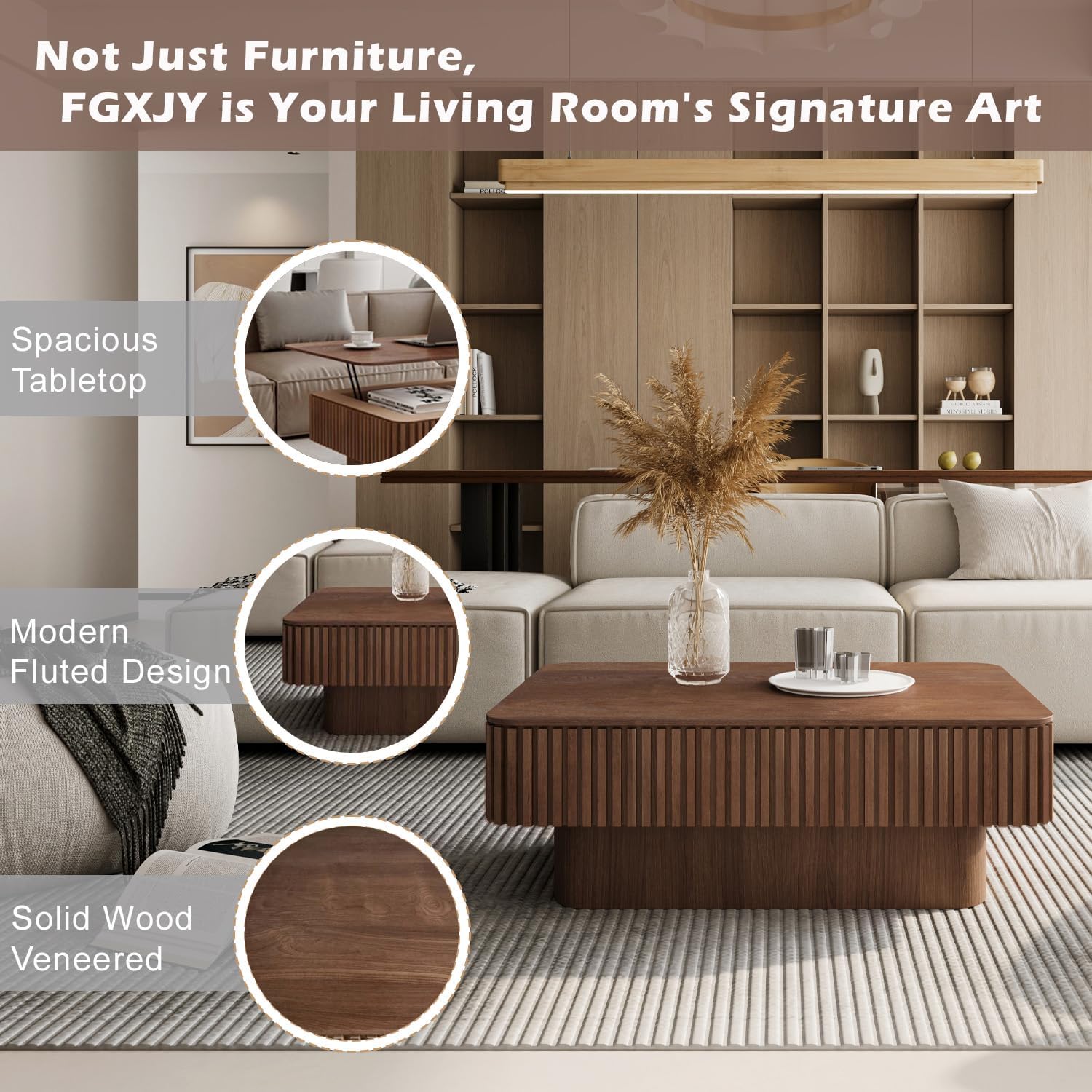 Fluted Lift Top Storage Coffee Table