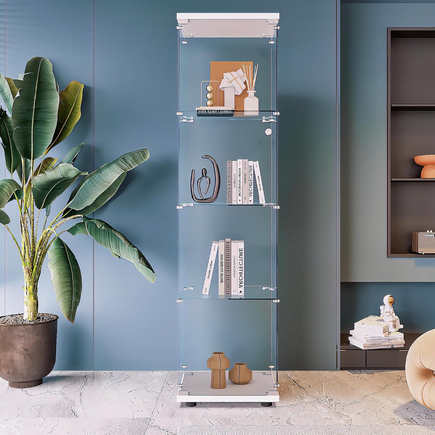 White Glass Display Curio Cabinet