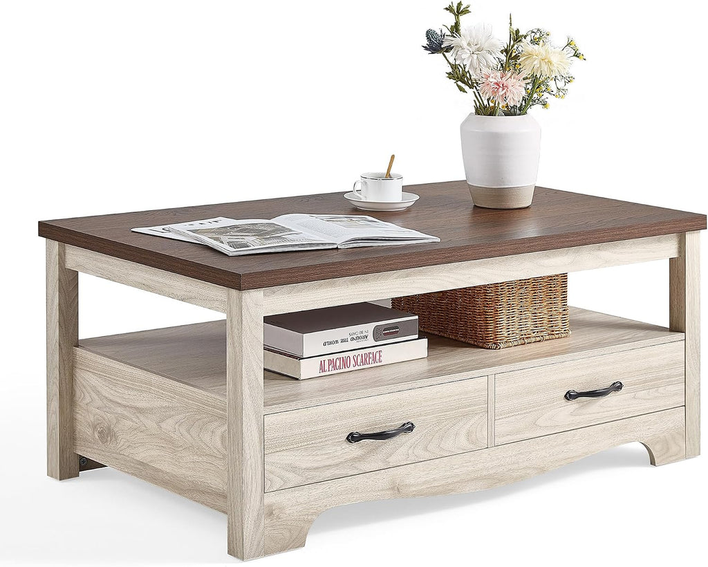 Oak Brown Farmhouse Storage Coffee Table