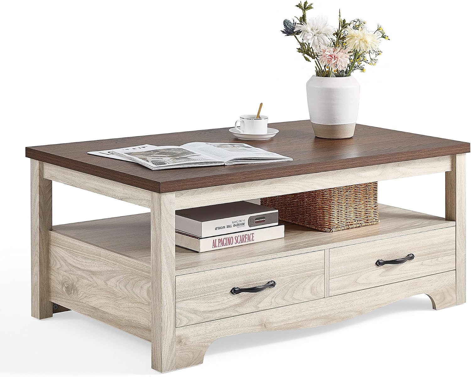 Oak Brown Farmhouse Storage Coffee Table