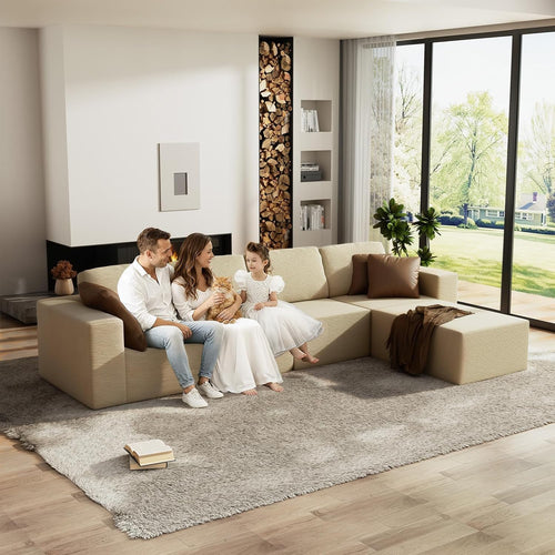 Beige Teddy Boucle Cloud Sectional