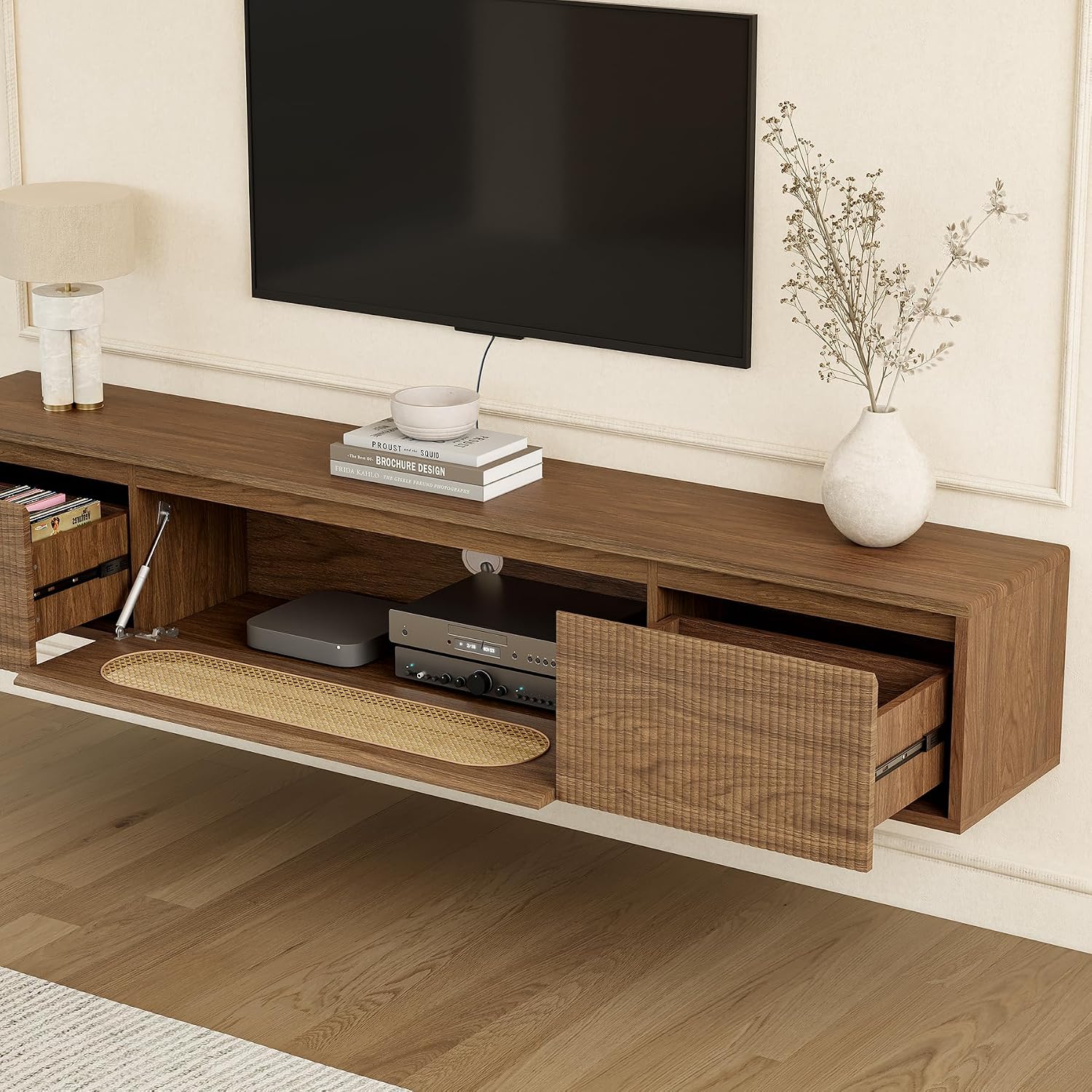 Fluted Floating Wall TV Stand