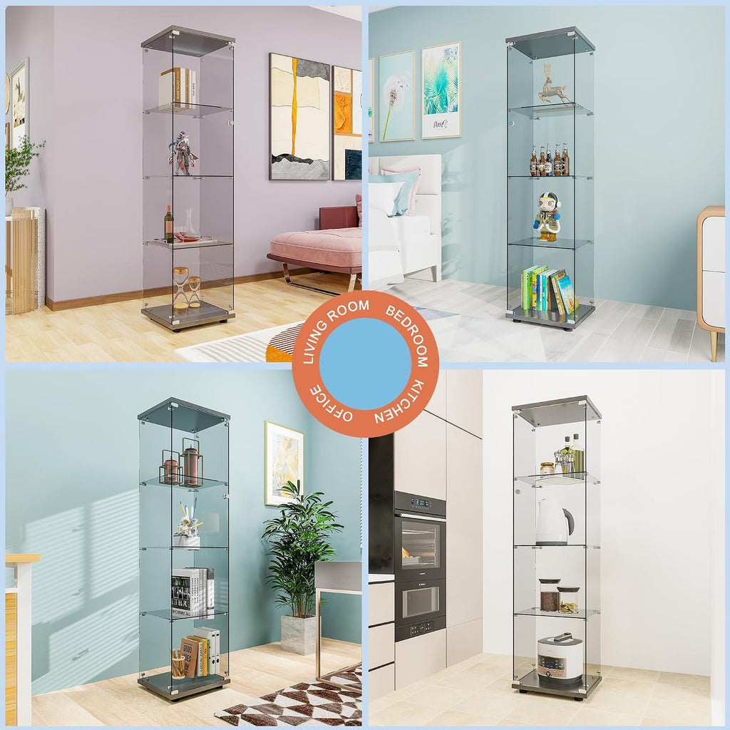 Black Locked Glass Display Cabinet