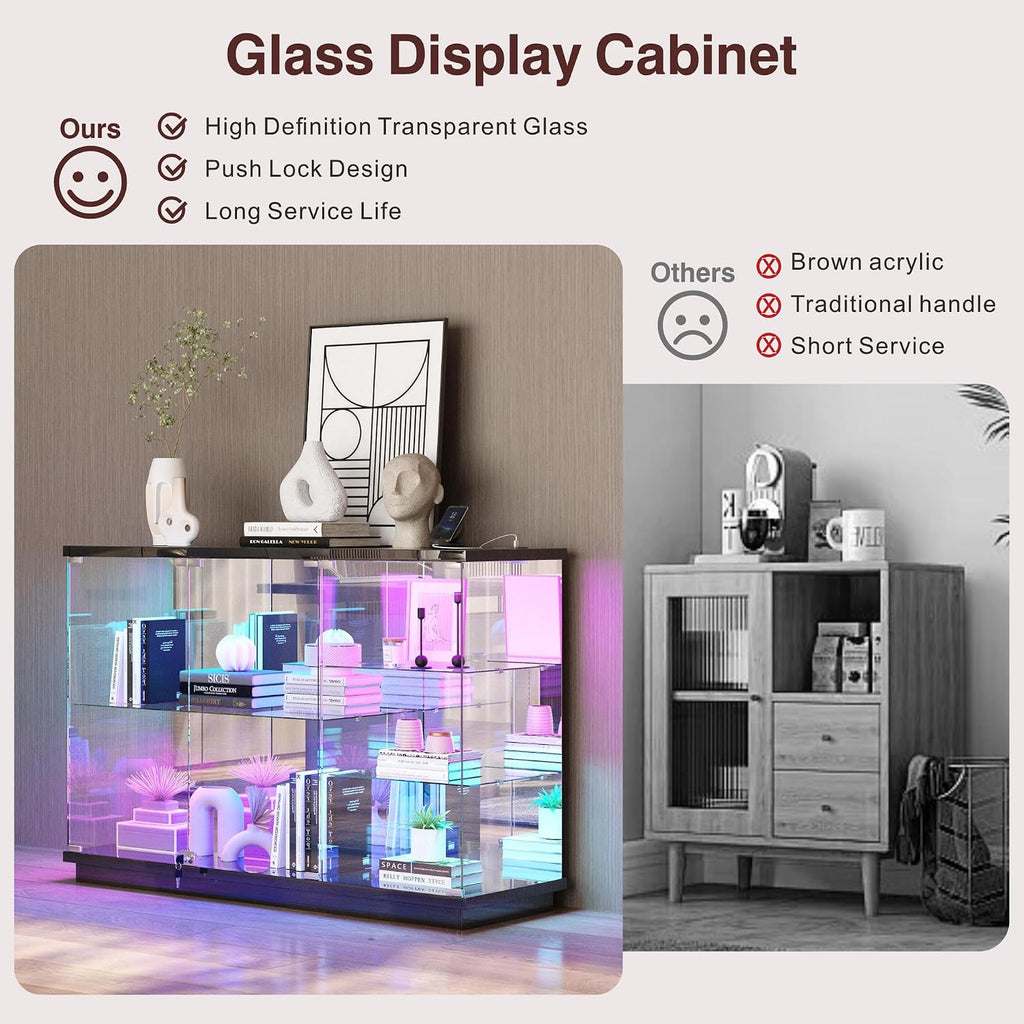 Black RGB Lock Sensor Display Cabinet