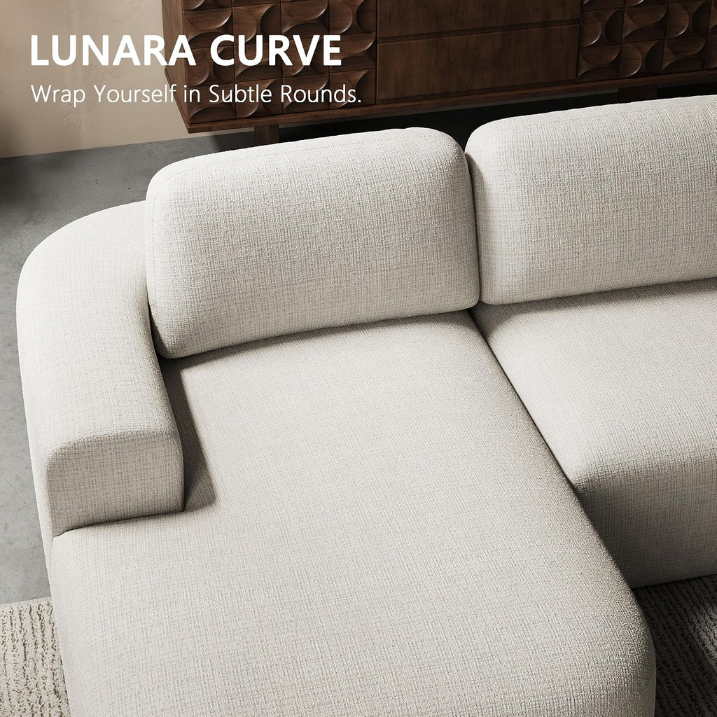 Ivory Boucle L-Shaped Sectional Sofa