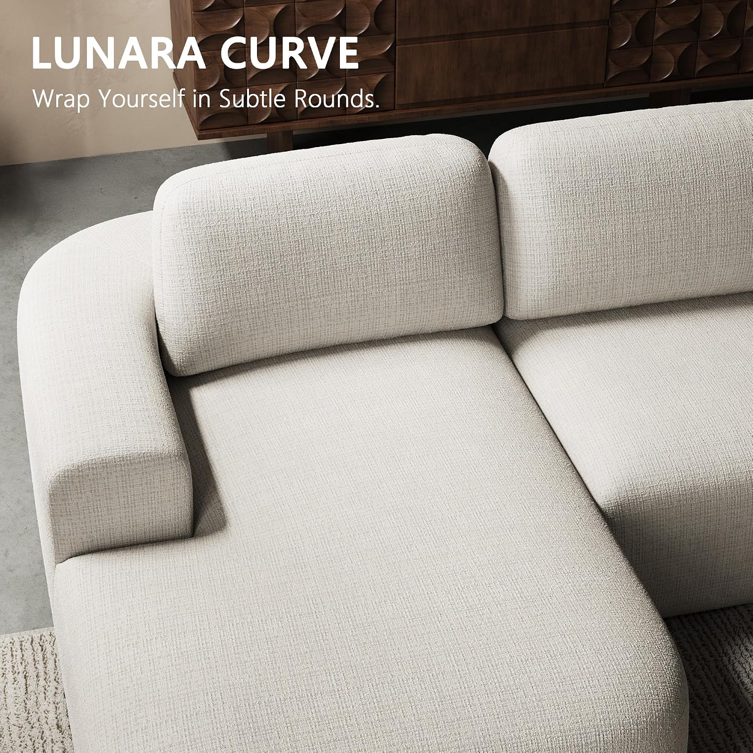 Ivory Boucle L-Shaped Sectional Sofa