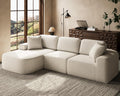 Ivory Boucle L-Shaped Sectional Sofa