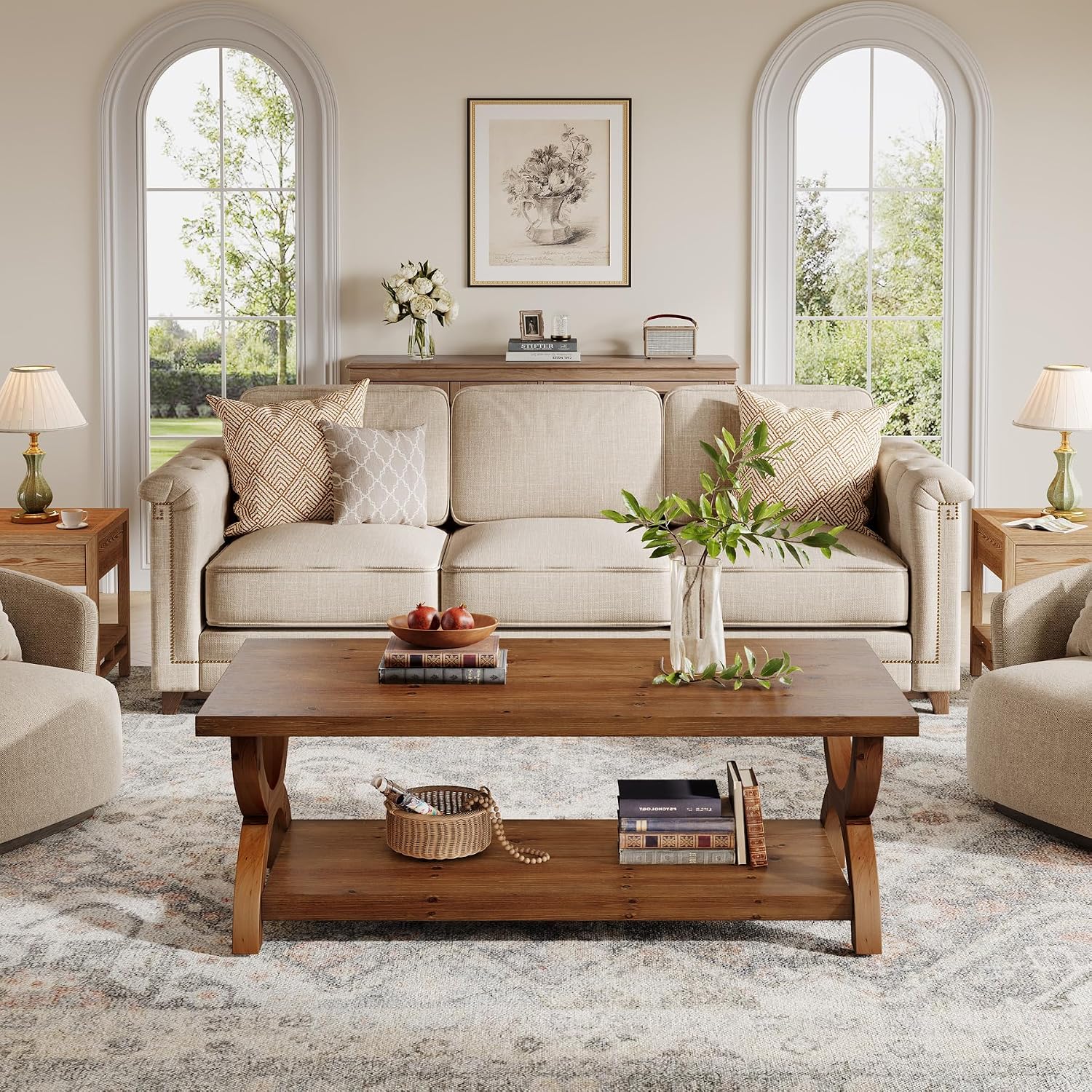 Wood Rectangle Storage Coffee Table