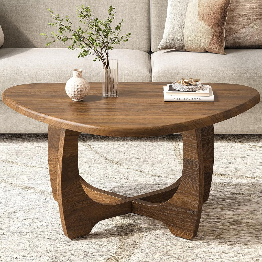 Walnut Oval Modern Coffee Table