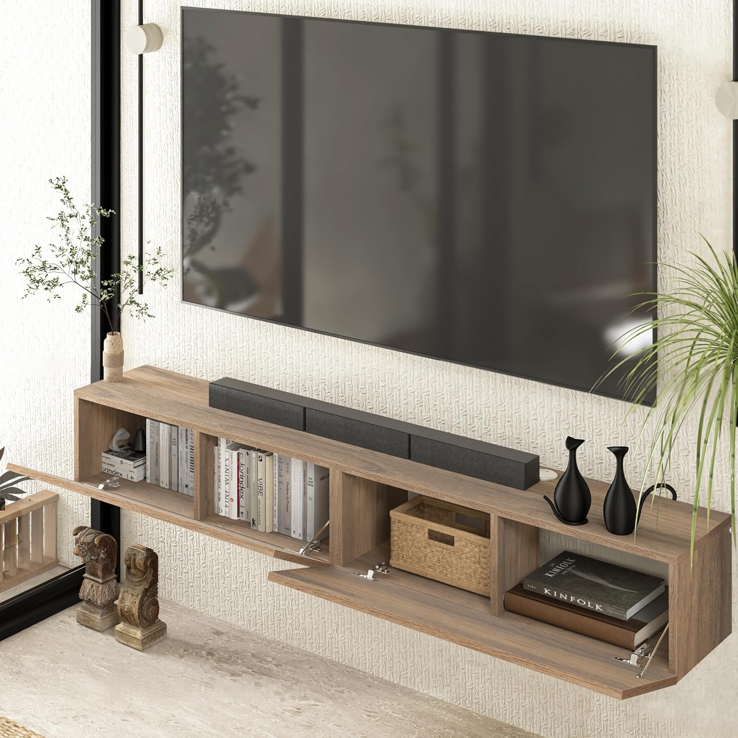 Walnut Floating Storage TV Stand
