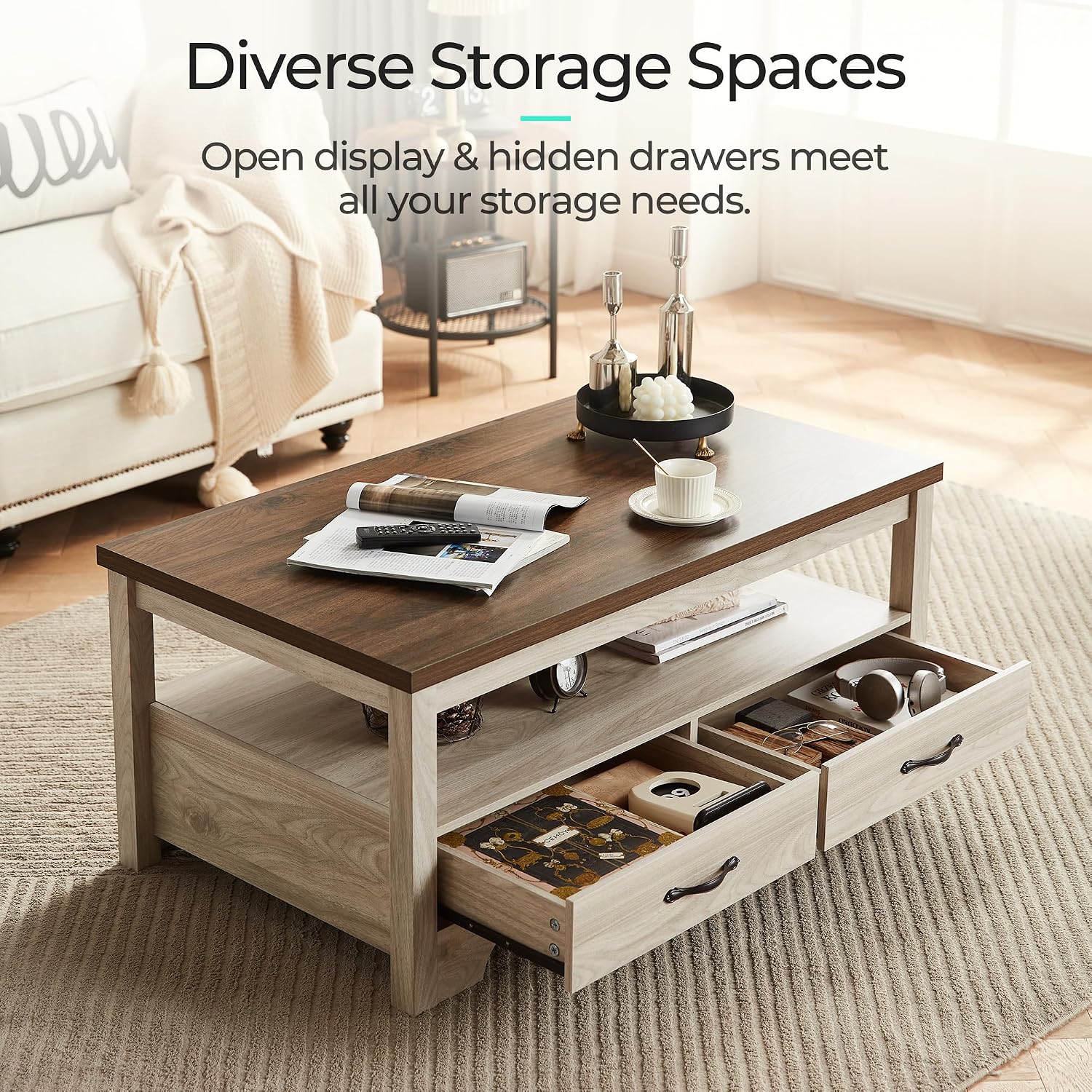 Oak Brown Farmhouse Storage Coffee Table
