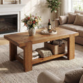 Rustic 2-Tier Wood Storage Coffee Table