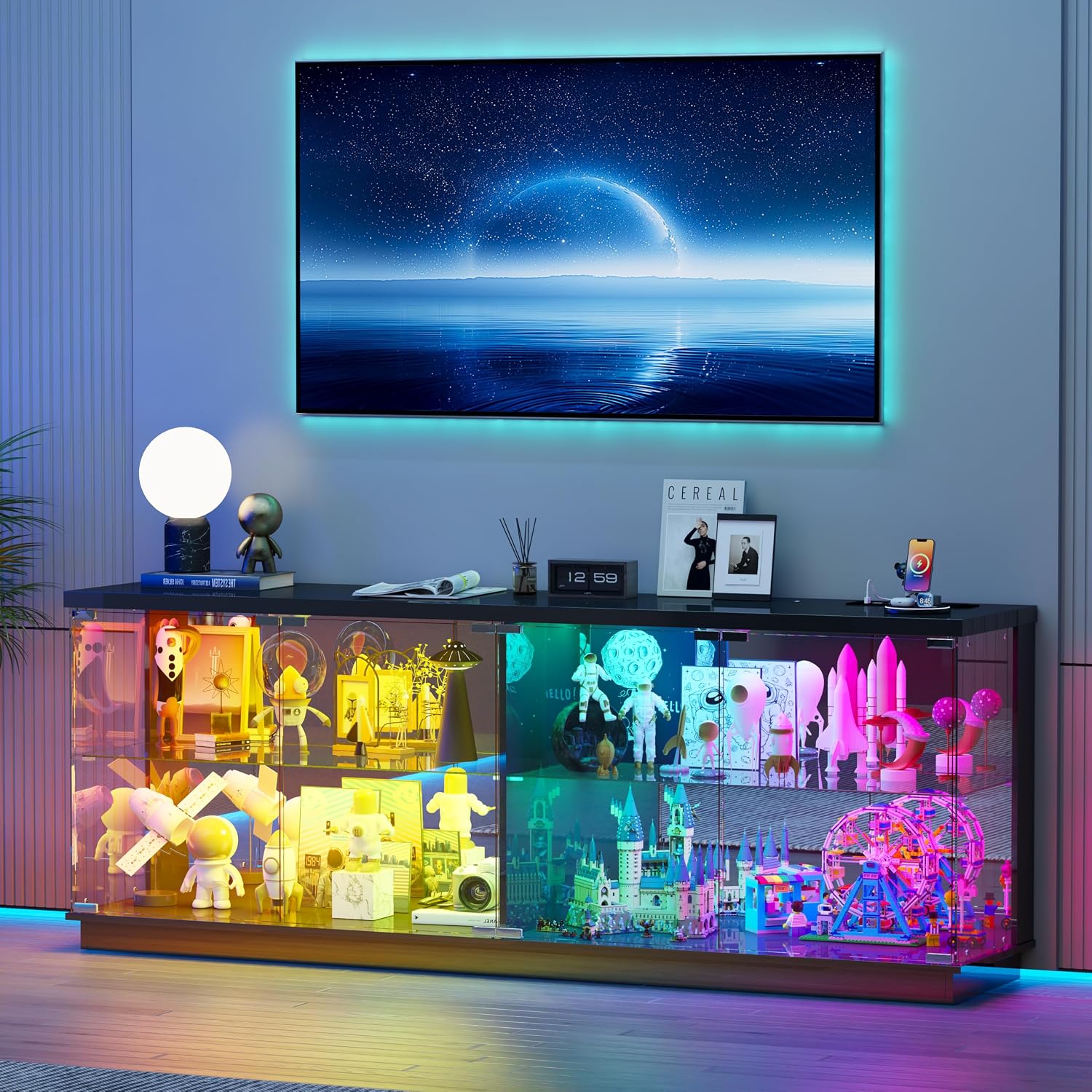 Black RGB Glass Display Cabinet